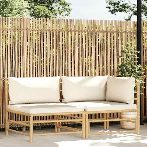 vidaXL 3-tlg. Garten-Lounge-Set mit Kissen Bambus