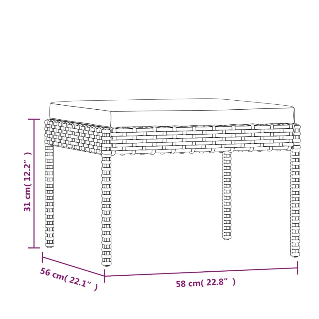 vidaXL 6-tlg. Garten-Lounge-Set mit Kissen Poly Rattan Grau