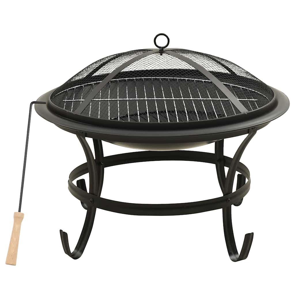 vidaXL 2-in-1 Feuerschale und Grill mit Schürhaken 56x56x49 cm Stahl