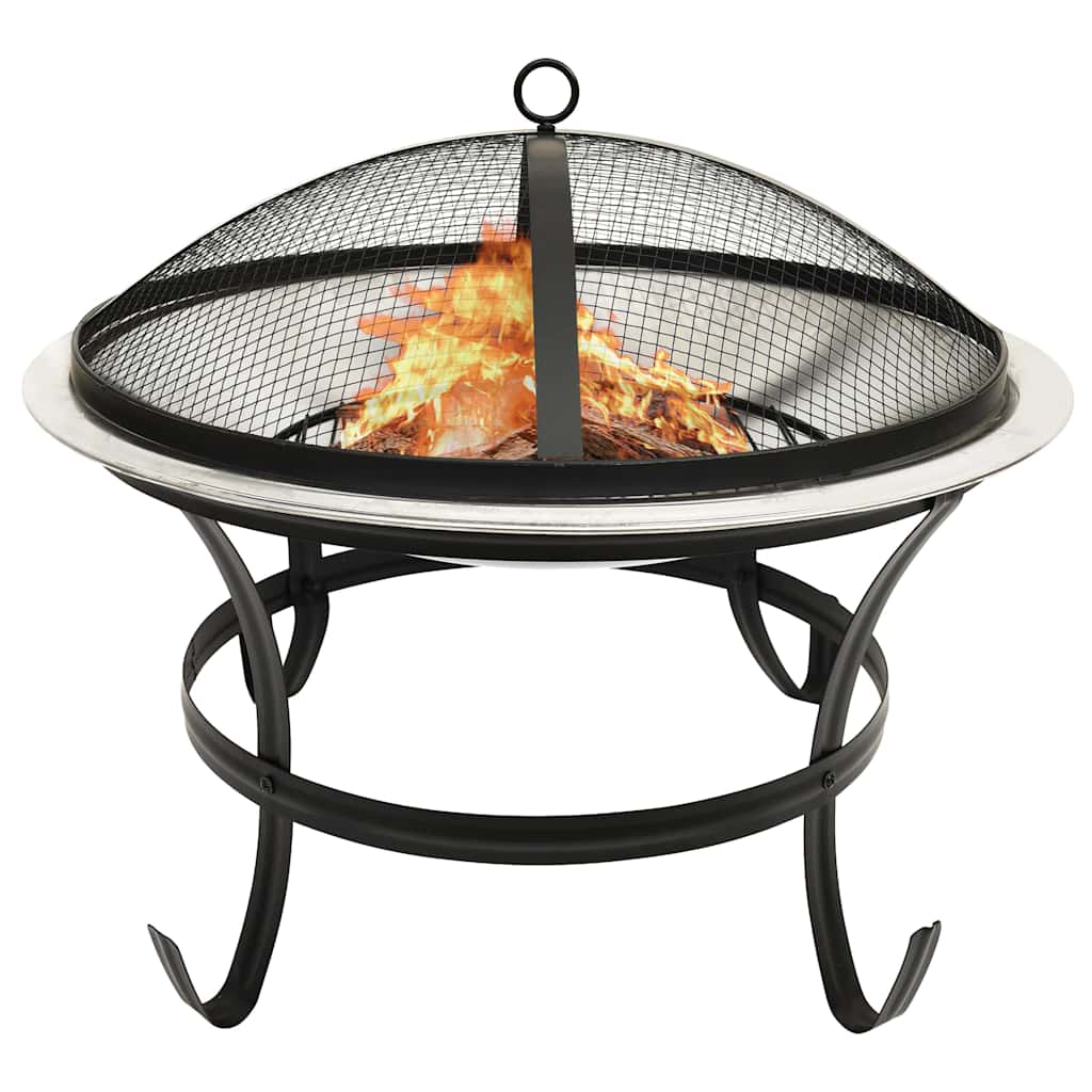 vidaXL 2-in-1 Feuerschale und Grill mit Schürhaken 56x56x49 cm Stahl