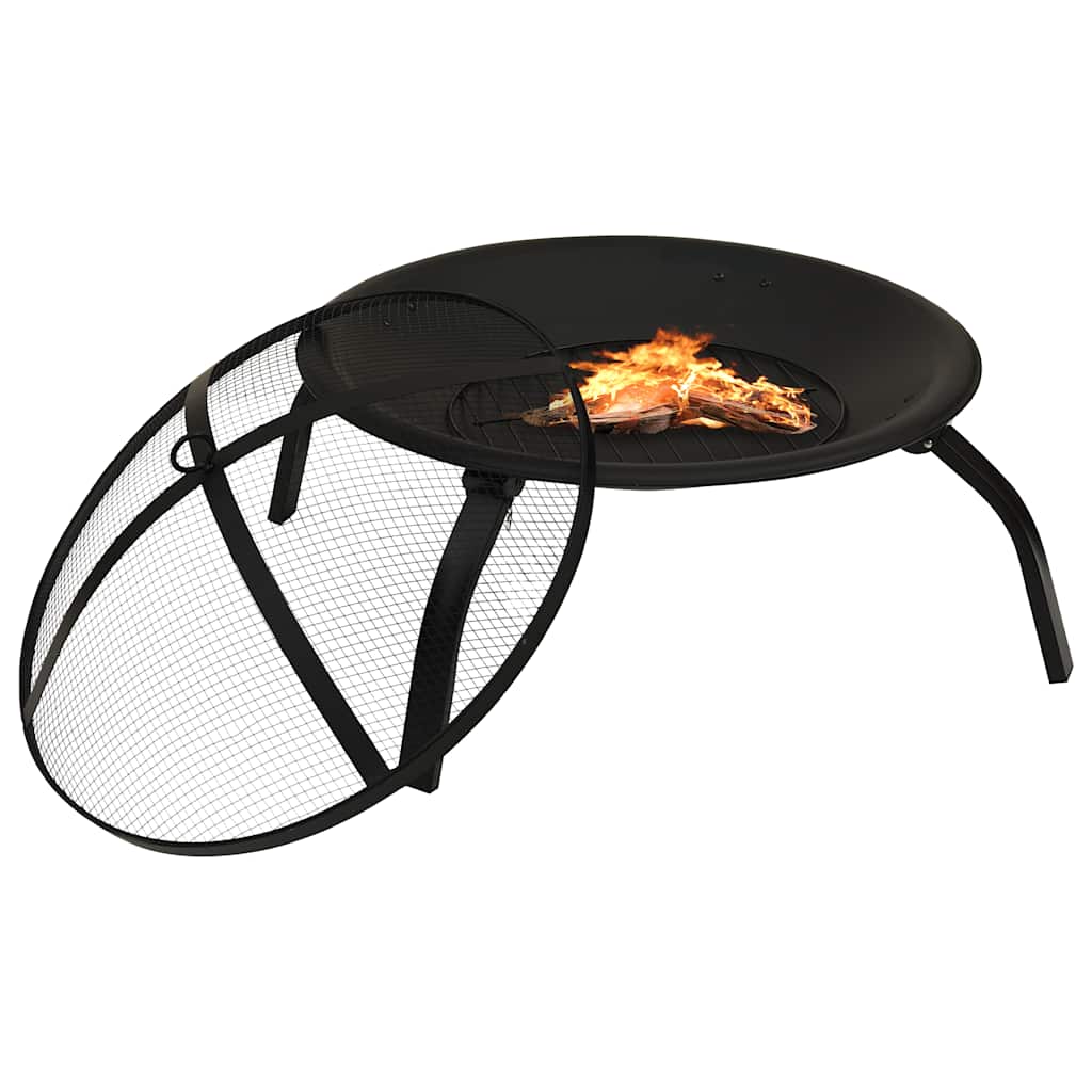 vidaXL 2-in-1 Feuerstelle und Grill mit Schürhaken 56x56x49 cm Stahl