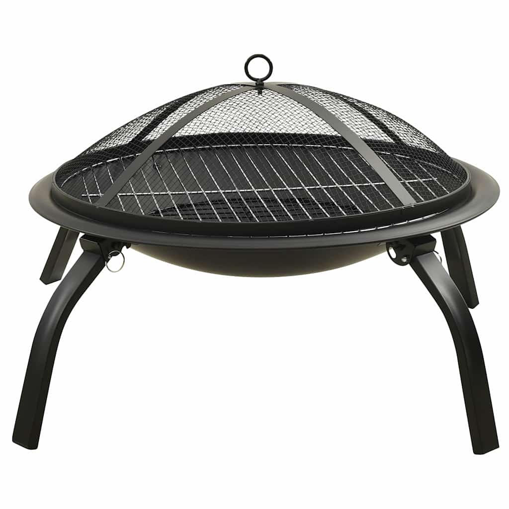 vidaXL 2-in-1 Feuerstelle und Grill mit Schürhaken 56x56x49 cm Stahl