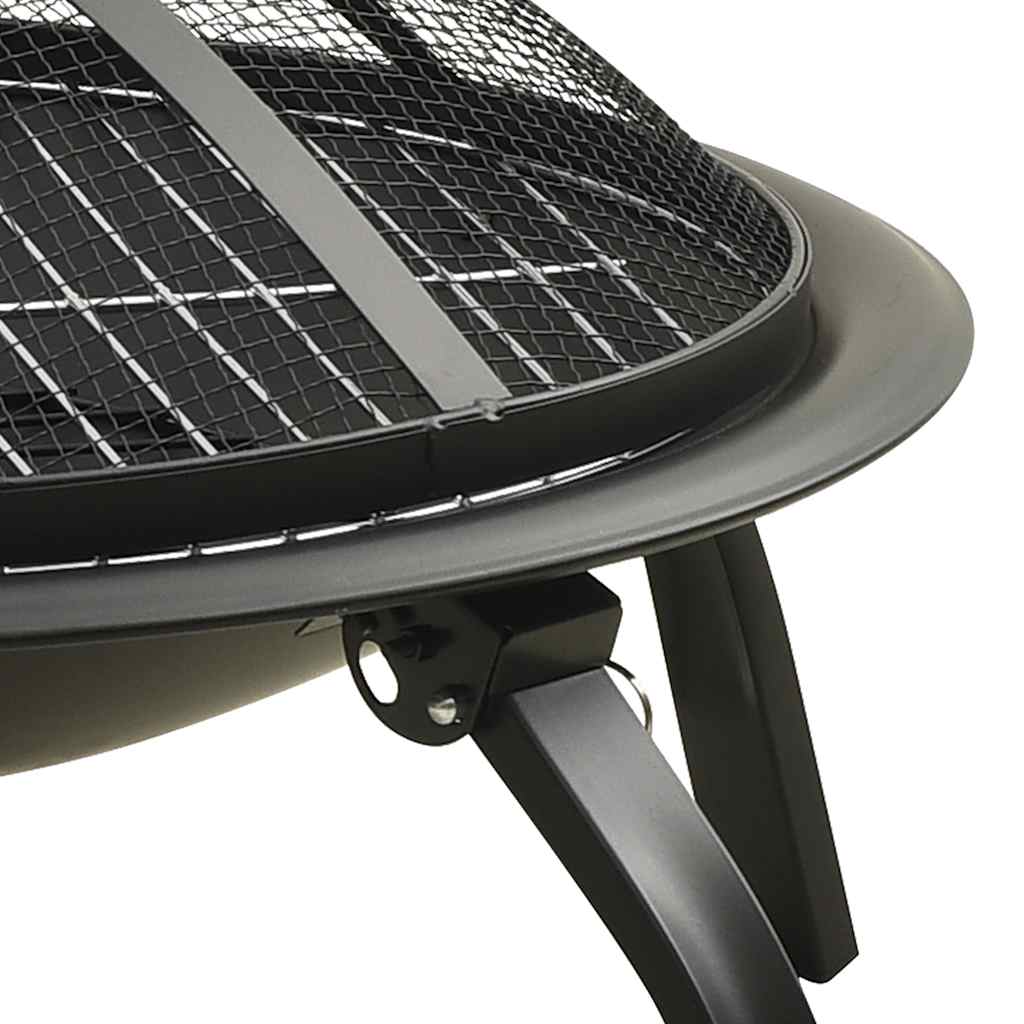 vidaXL 2-in-1 Feuerstelle und Grill mit Schürhaken 56x56x49 cm Stahl