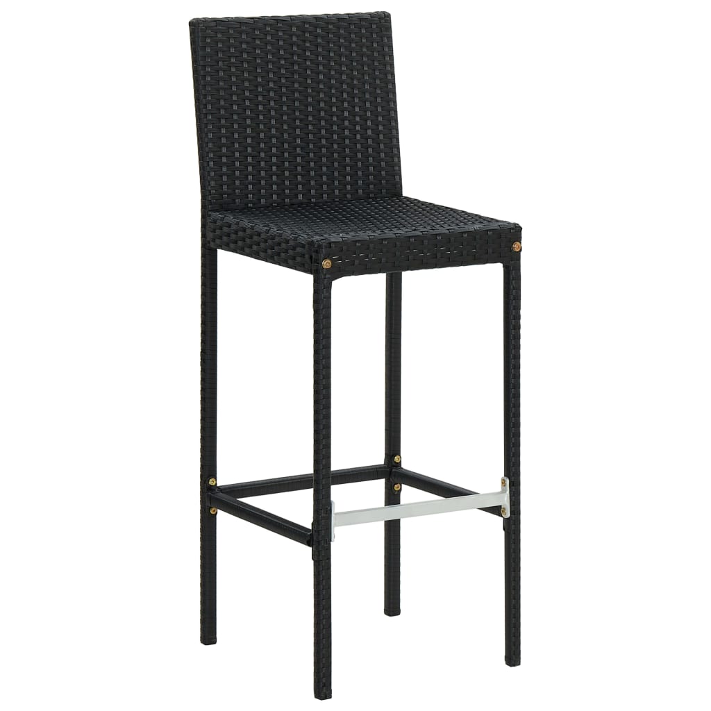 vidaXL Garten-Barhocker mit Kissen 2 Stk. Schwarz Poly Rattan