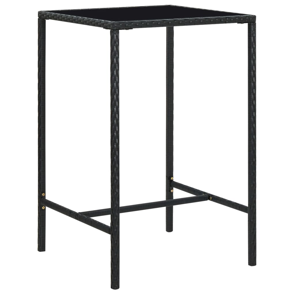 Garten-Bartisch Braun 70x70x110 cm Poly Rattan und Glas