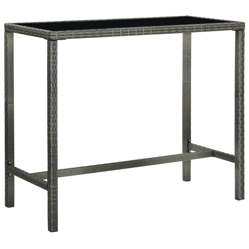 Garten-Bartisch Braun 70x70x110 cm Poly Rattan und Glas