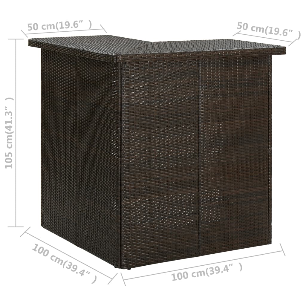 vidaXL Eck-Bartisch Braun 100x50x105 cm Poly Rattan