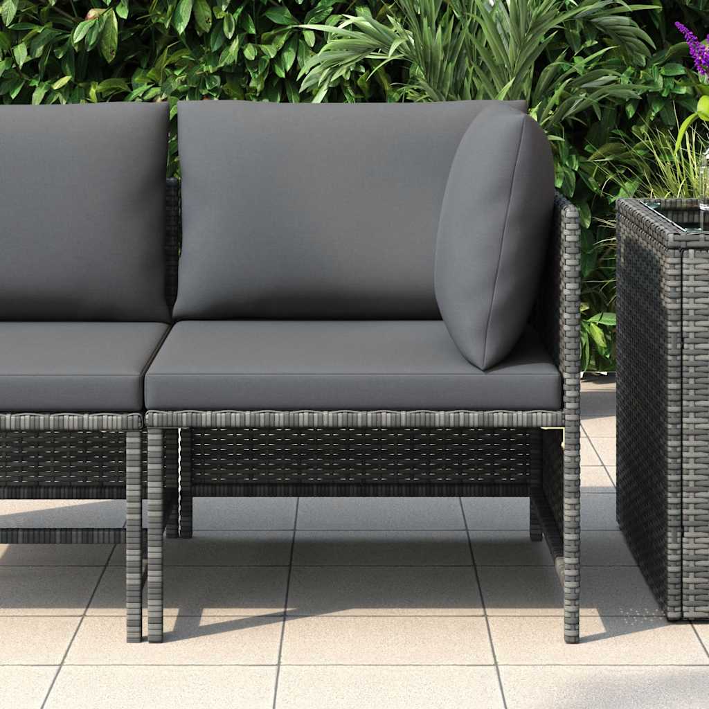 vidaXL Modulares Ecksofa mit Kissen Grau Poly Rattan