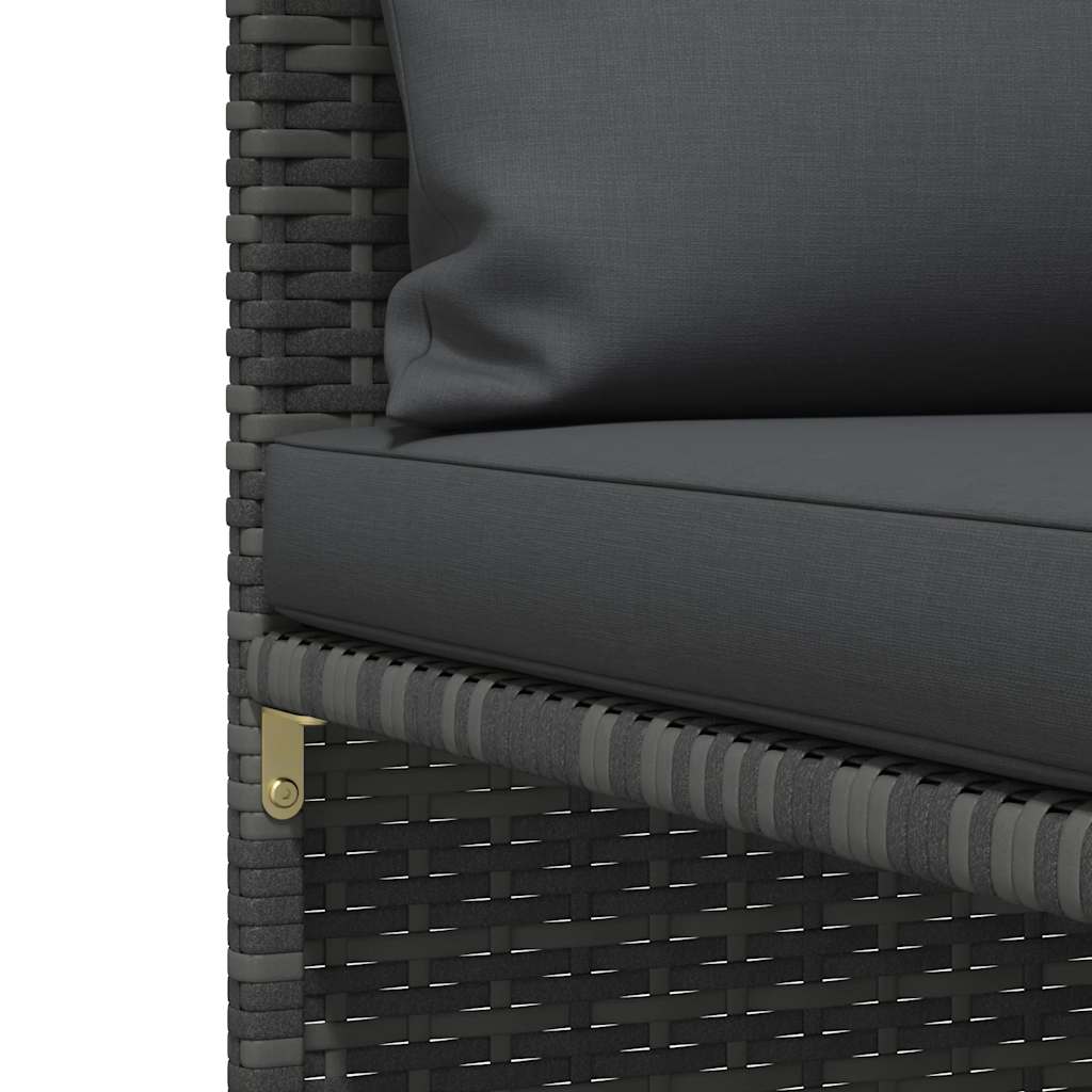 vidaXL Modulares Ecksofa mit Kissen Grau Poly Rattan