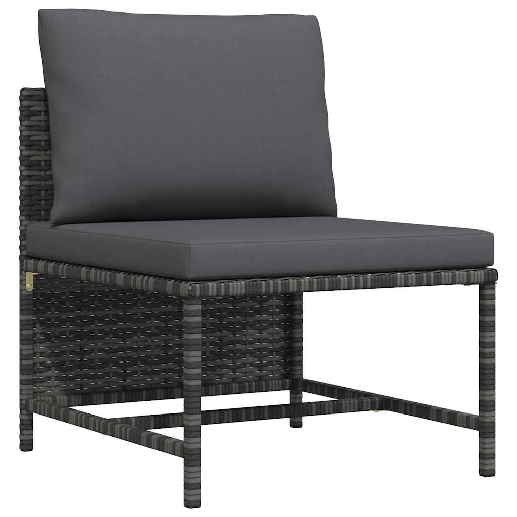 vidaXL Modulares Ecksofa mit Kissen Grau Poly Rattan