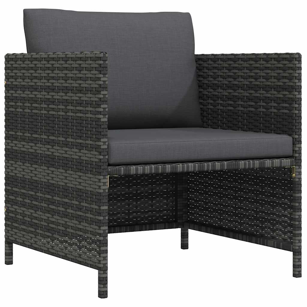 vidaXL Modulares Ecksofa mit Kissen Grau Poly Rattan