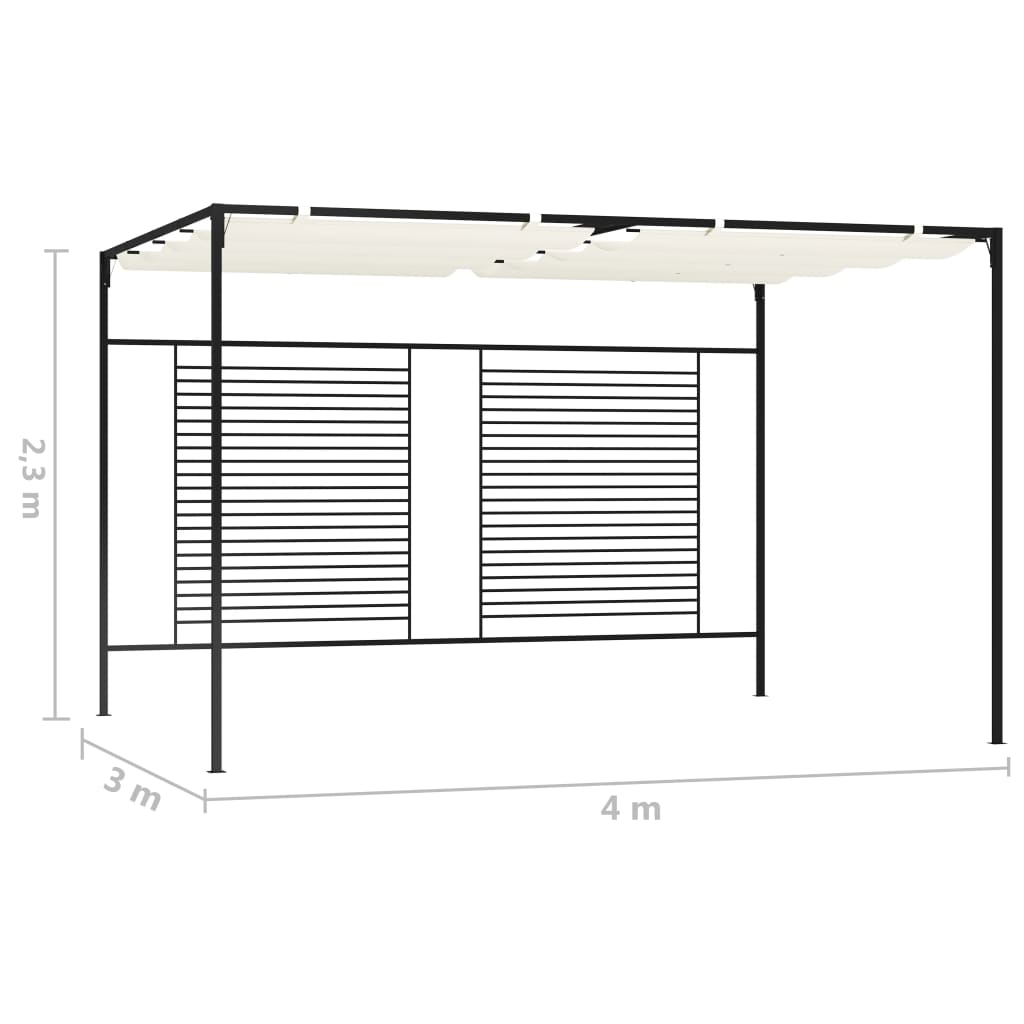 vidaXL Pavillon mit Ausziehbarem Dach 3x4x2,3 m Cremeweiß 180 g/m²