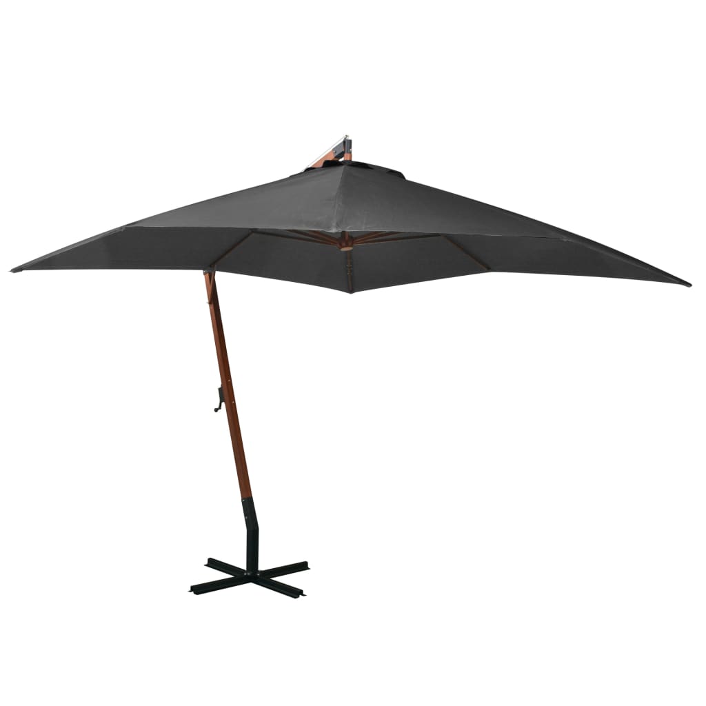 Ampelschirm mit Mast Anthrazit 3,5x2,9 m Massivholz Tanne