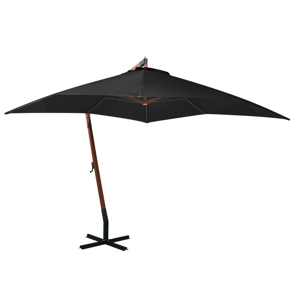Ampelschirm mit Mast Anthrazit 3,5x2,9 m Massivholz Tanne
