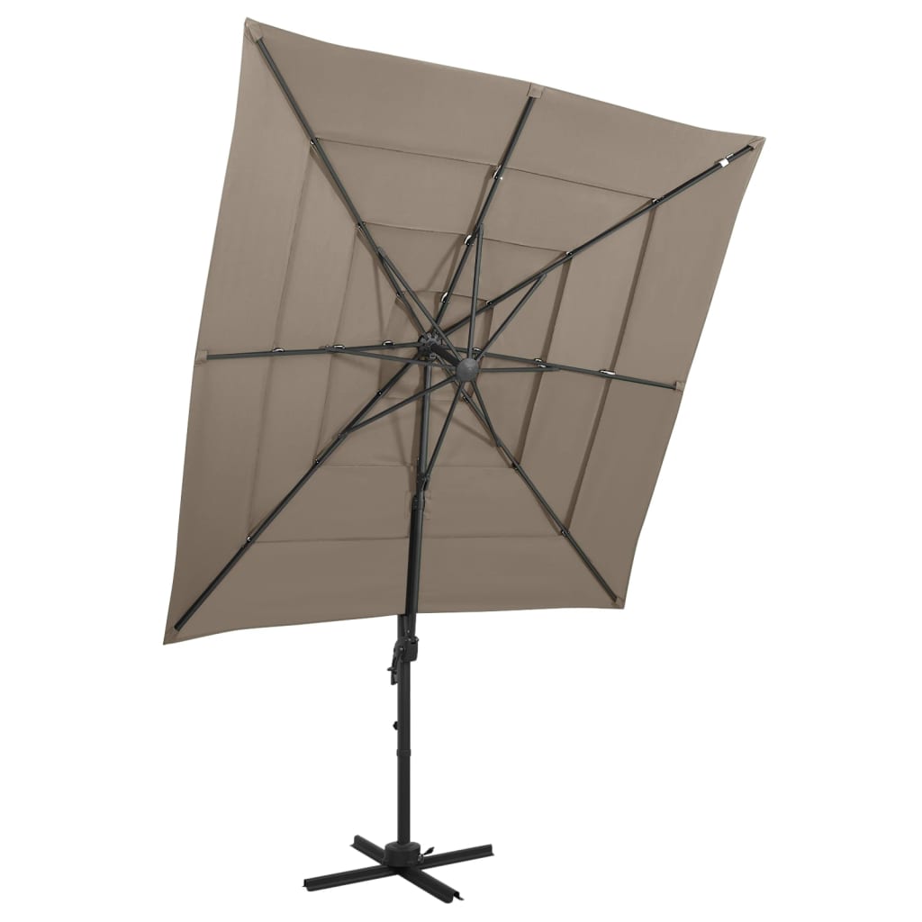 vidaXL Sonnenschirm mit Aluminium-Mast 4-lagig Sandfarben 250x250 cm