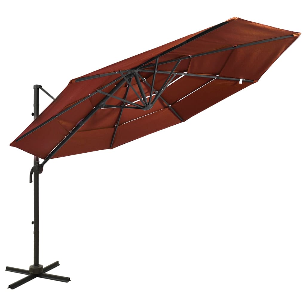 vidaXL Sonnenschirm mit Aluminium-Mast 4-lagig Sandfarben 3x3 m