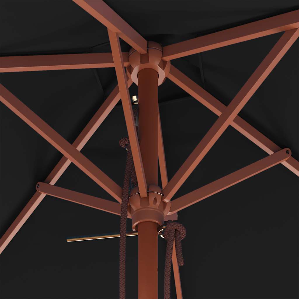 vidaXL Sonnenschirm mit Holzmast Schwarz 150x200 cm