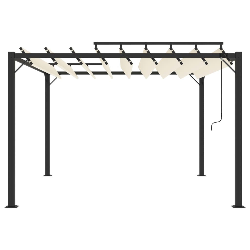 vidaXL Pergola mit Lamellendach 3x3 m Creme Stoff und Aluminium