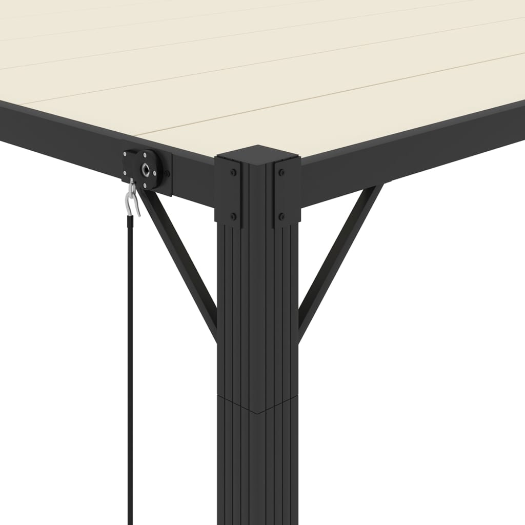 vidaXL Pergola mit Lamellendach 3x3 m Creme Stoff und Aluminium