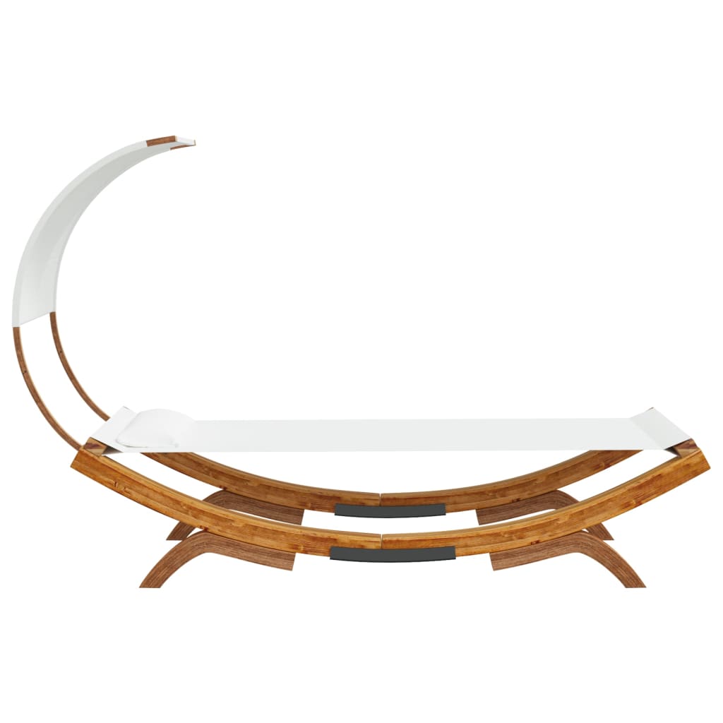 vidaXL Sonnenliege mit Dach 100x200x126 cm Bugholz Massiv Creme