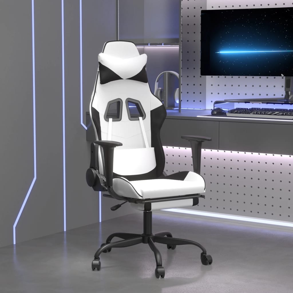 Gaming-Stuhl Schwarz und Blau Kunstleder