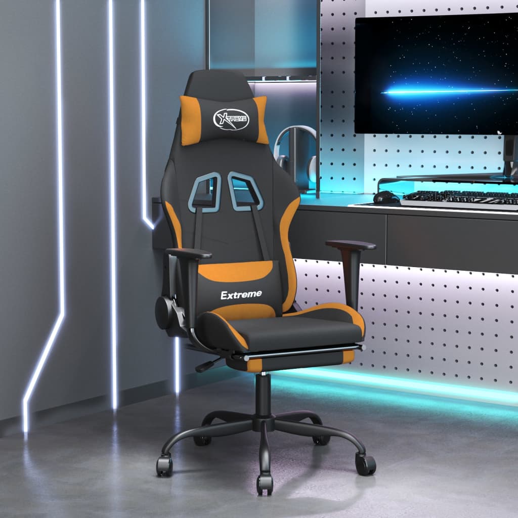 Gaming-Stuhl Schwarz und Creme Stoff