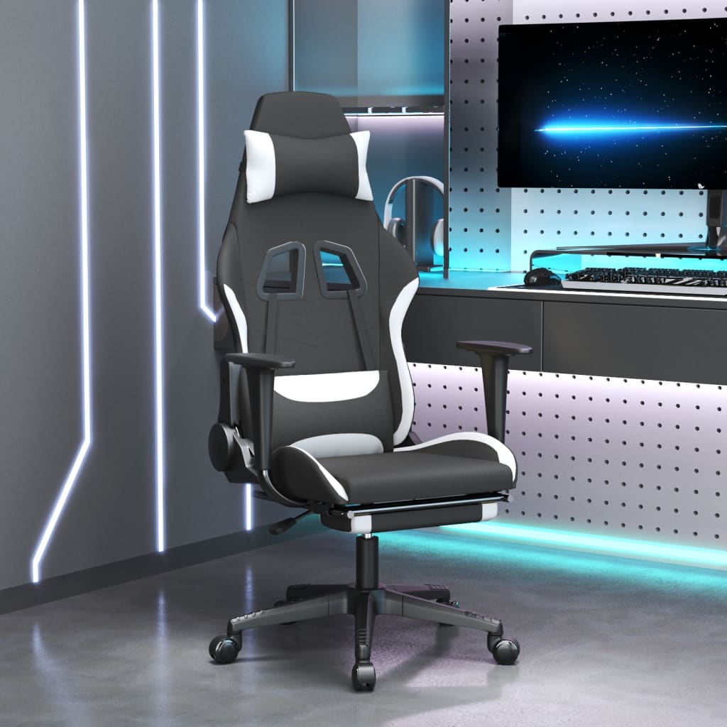 Gaming-Stuhl Schwarz und Creme Stoff