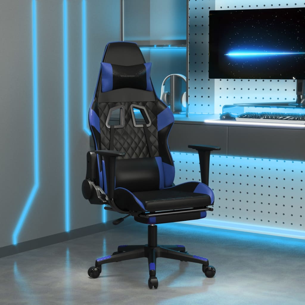 vidaXL Gaming-Stuhl Schwarz und Blau Kunstleder