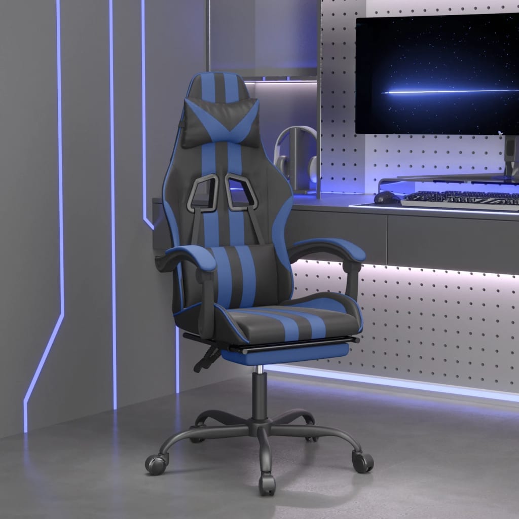 Gaming-Stuhl Schwarz und Blau Kunstleder
