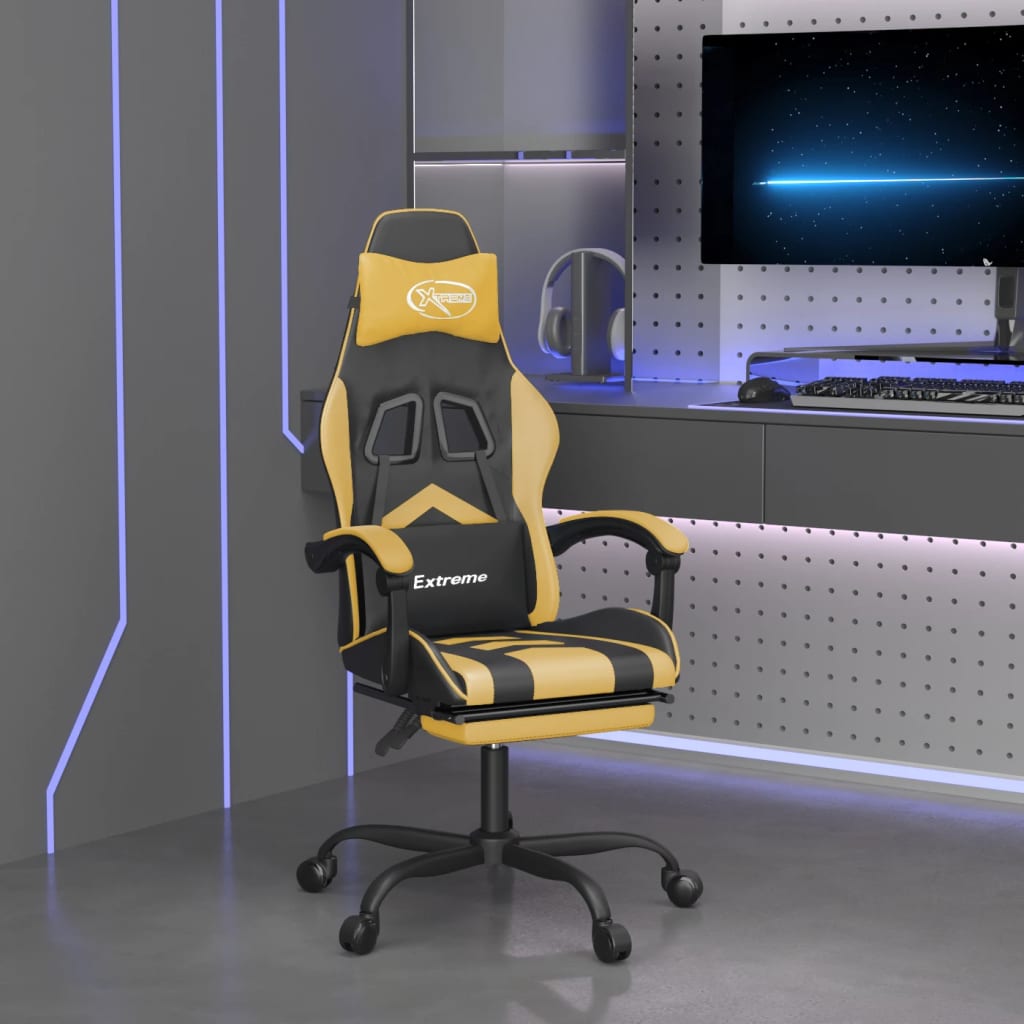Gaming-Stuhl Schwarz und Blau Kunstleder