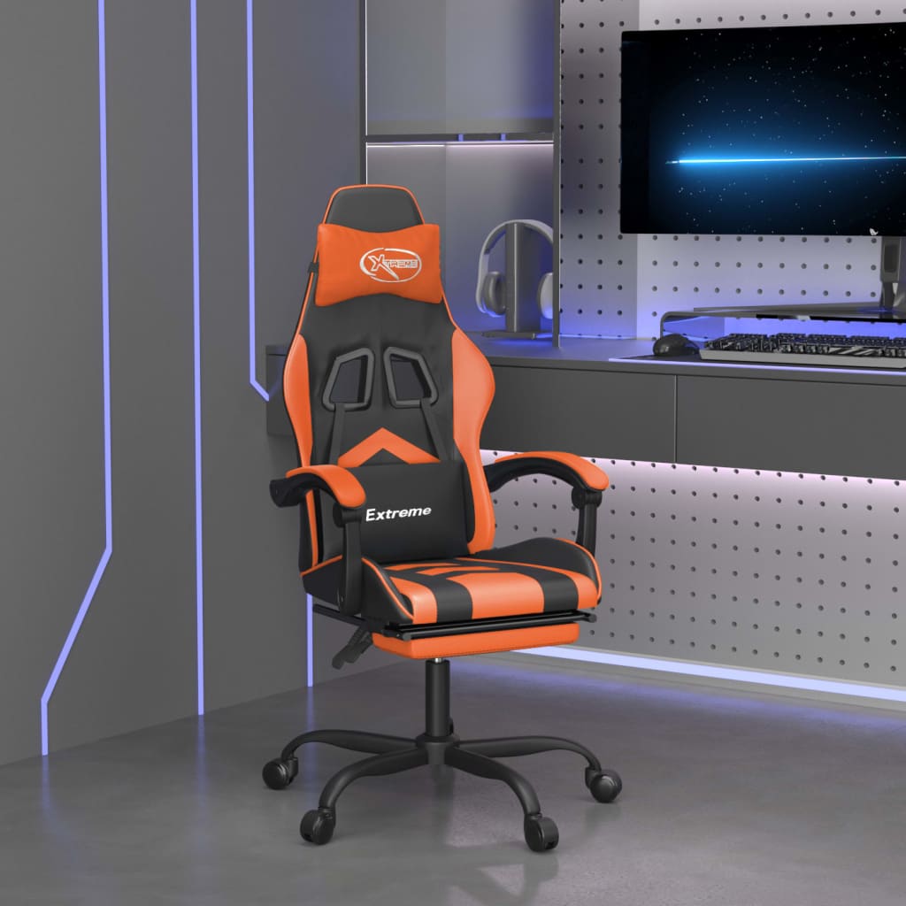 Gaming-Stuhl Schwarz und Blau Kunstleder