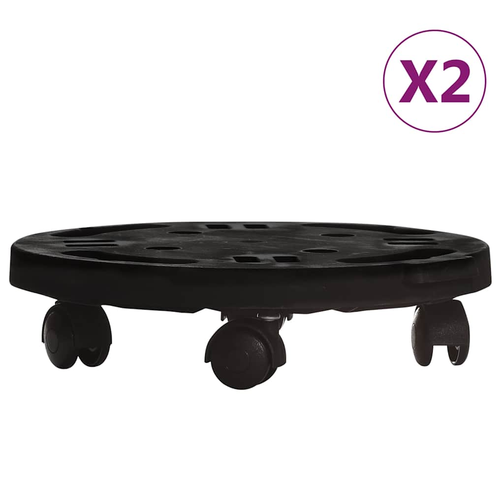 vidaXL Pflanzenroller 2 Stk. 30 cm Durchmesser Schwarz 170 kg