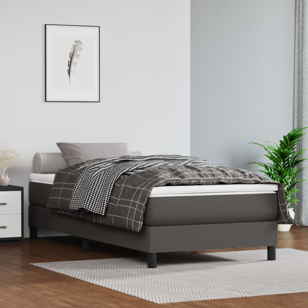 Boxspringbett mit Matratze Schwarz 80x200 cm Kunstleder