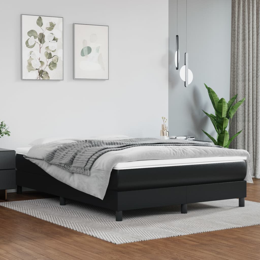 Boxspringbett mit Matratze Schwarz 80x200 cm Kunstleder