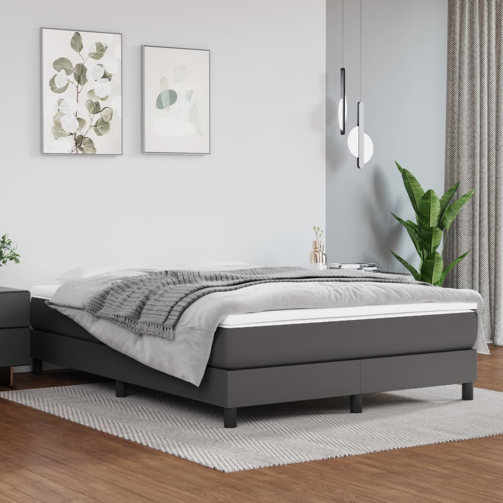 vidaXL Boxspringbett mit Matratze Schwarz 80x200 cm Kunstleder