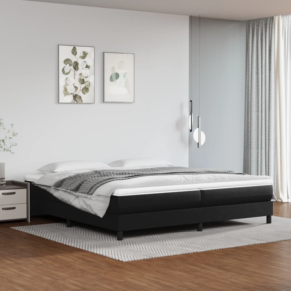 vidaXL Boxspringbett mit Matratze Schwarz 80x200 cm Kunstleder