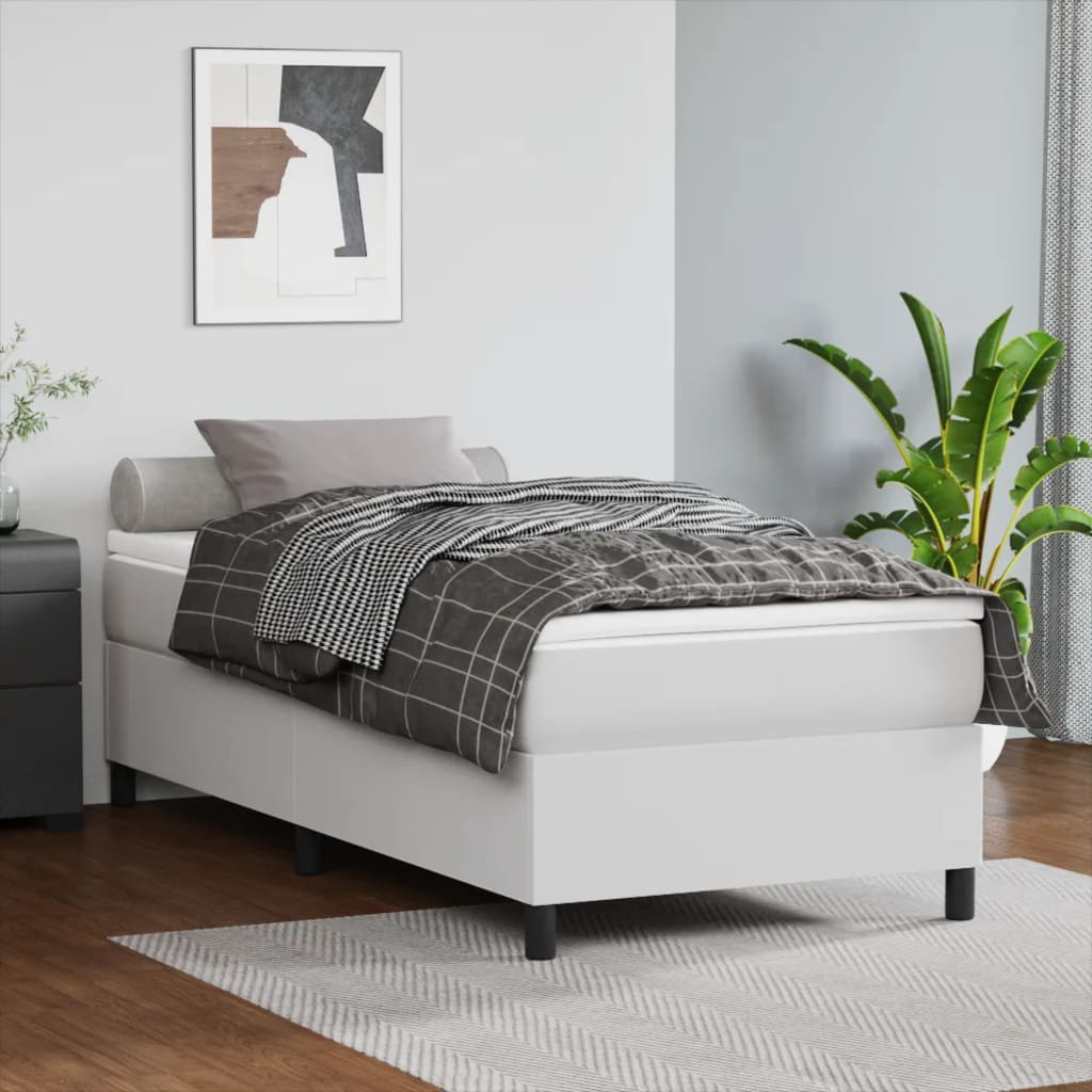 vidaXL Boxspringbett mit Matratze Schwarz 80x200 cm Kunstleder