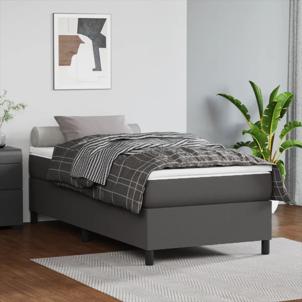 vidaXL Boxspringbett mit Matratze Schwarz 80x200 cm Kunstleder