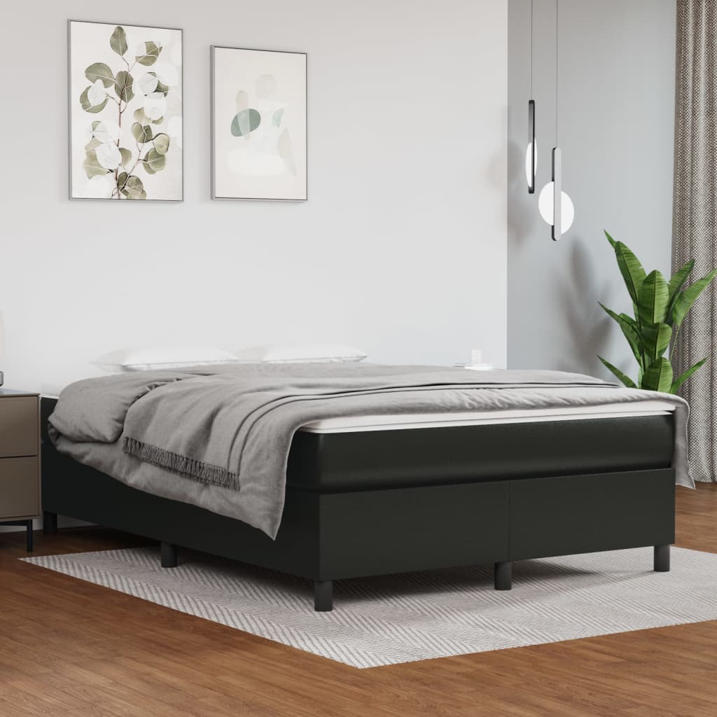Boxspringbett mit Matratze Schwarz 80x200 cm Kunstleder