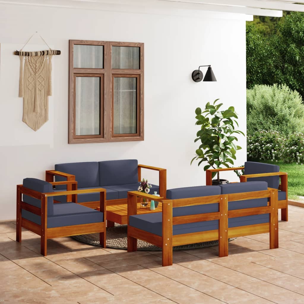 vidaXL 4-tlg. Garten-Lounge-Set mit Kissen Creme Massivholz Akazie