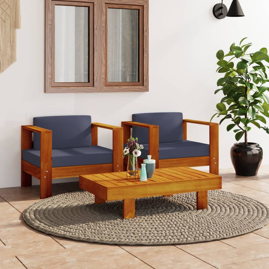 vidaXL 4-tlg. Garten-Lounge-Set mit Kissen Creme Massivholz Akazie