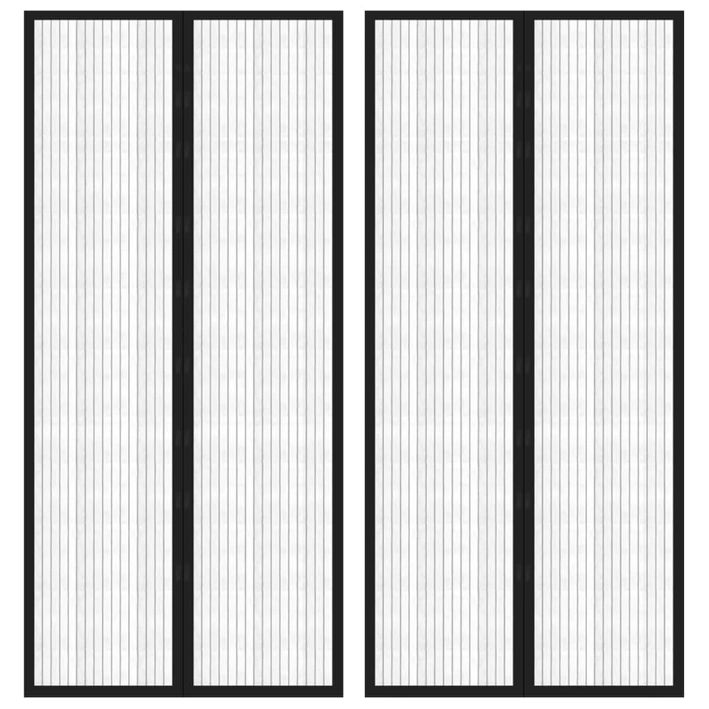 vidaXL Fliegengitter-Türvorhänge 2 Stk. Magnet Schwarz 200x80 cm