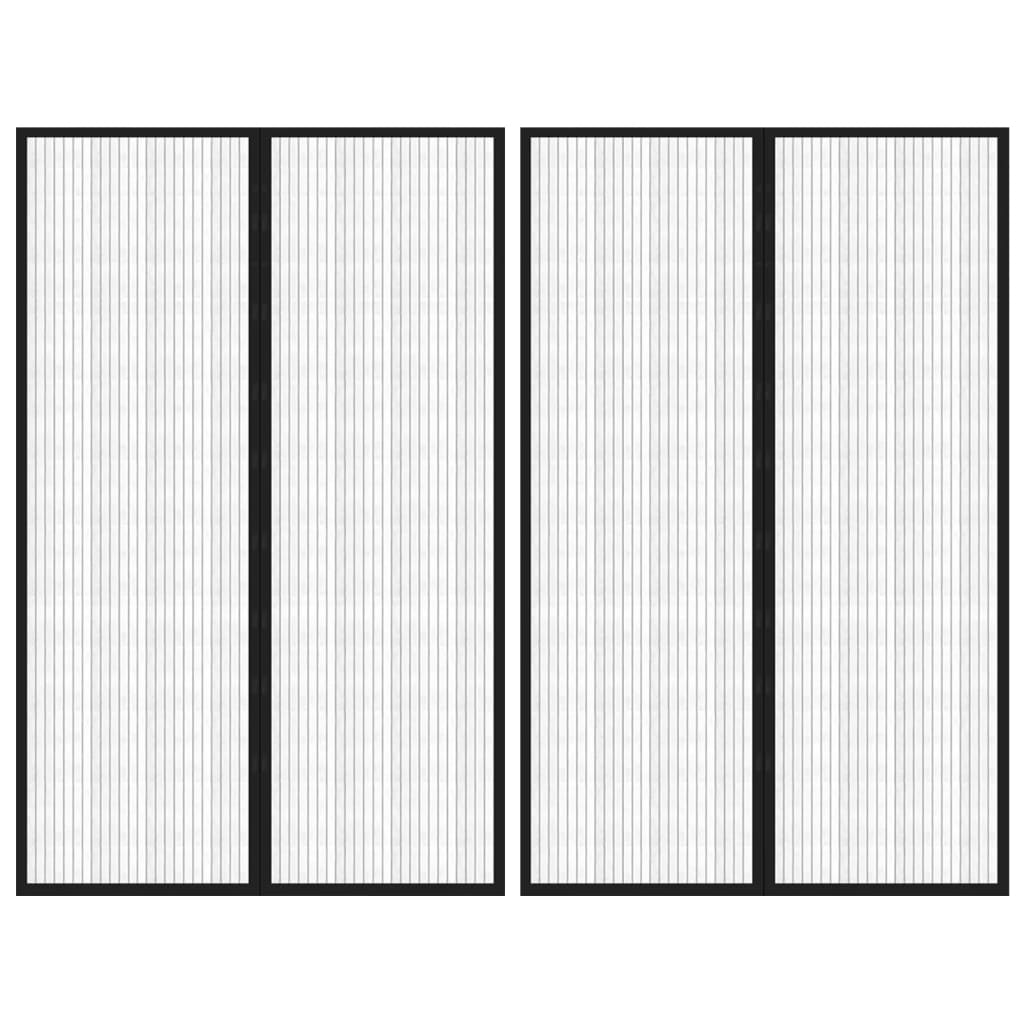 vidaXL Fliegengitter-Türvorhänge 2 Stk. Magnet Schwarz 200x80 cm