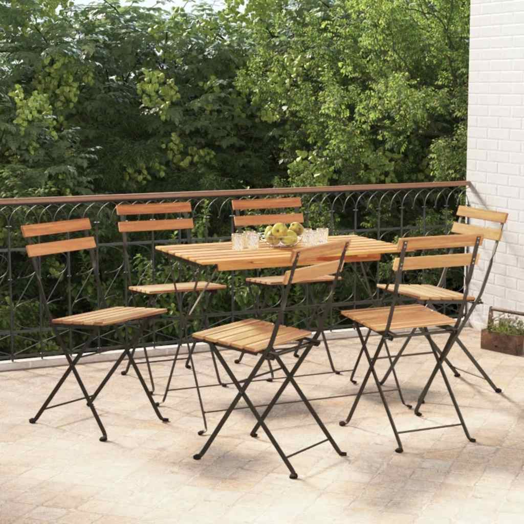 5-tlg. Bistro-Set Klappbar Massivholz Akazie und Stahl