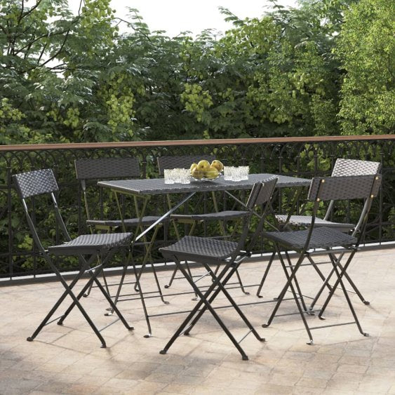 vidaXL Bistrostühle 4 Stk. Klappbar Schwarz Poly Rattan und Stahl