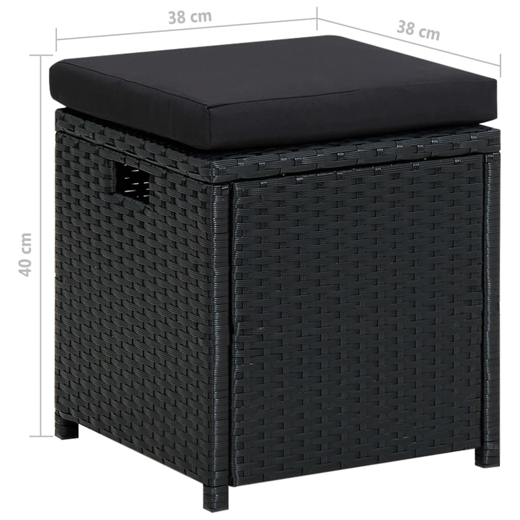 6-tlg. Garten-Lounge-Set mit Auflagen Poly Rattan Schwarz
