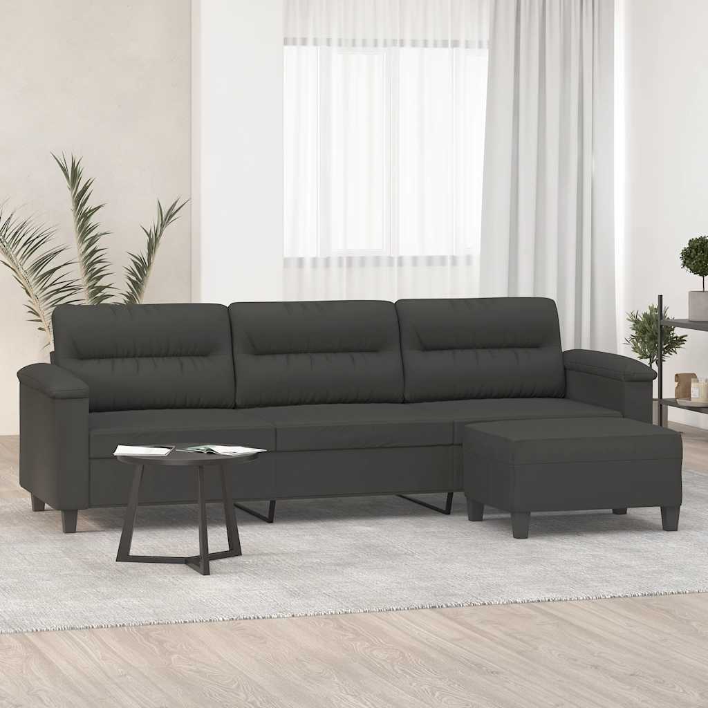 Sessel mit Hocker Hellgrau 60 cm Mikrofasergewebe
