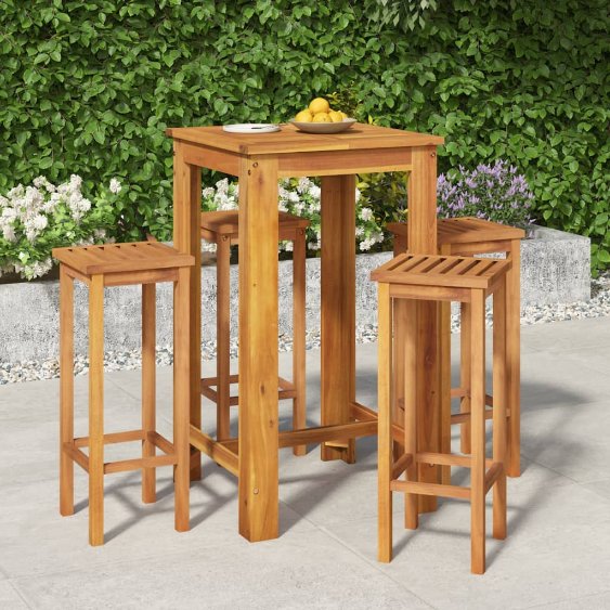 3-tlg. Gartenbar-Set Massivholz Akazie