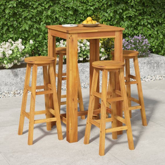 3-tlg. Gartenbar-Set Massivholz Akazie