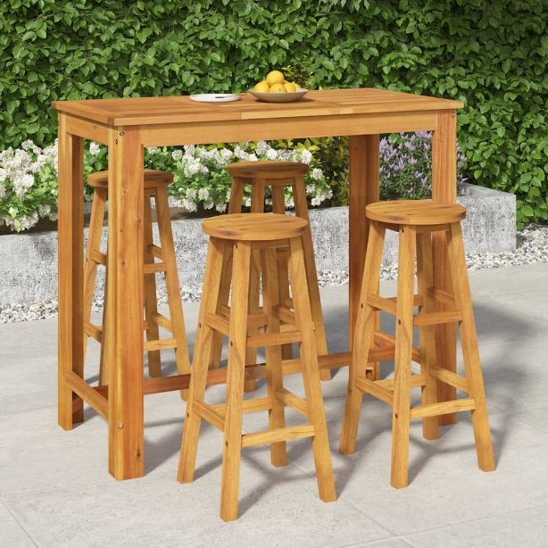 3-tlg. Gartenbar-Set Massivholz Akazie